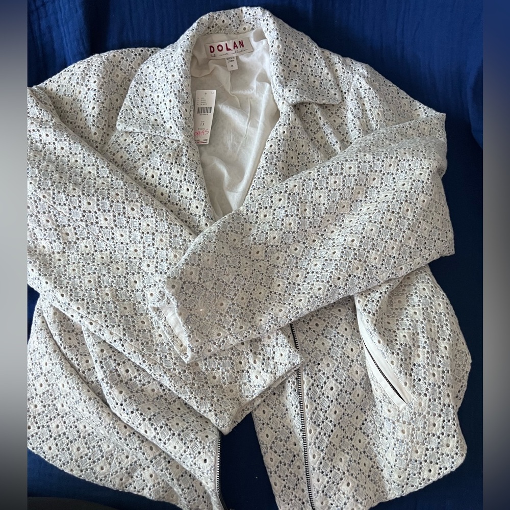 Anthropologie rossie eyelet zip up moto jacket by Dolan